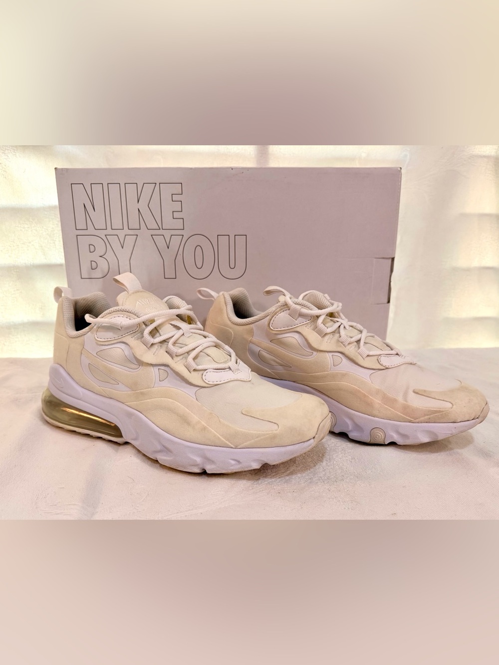 Nike Air Max 270 React in Summit White Big Kid Sz 7Y/Women 9 S0028
